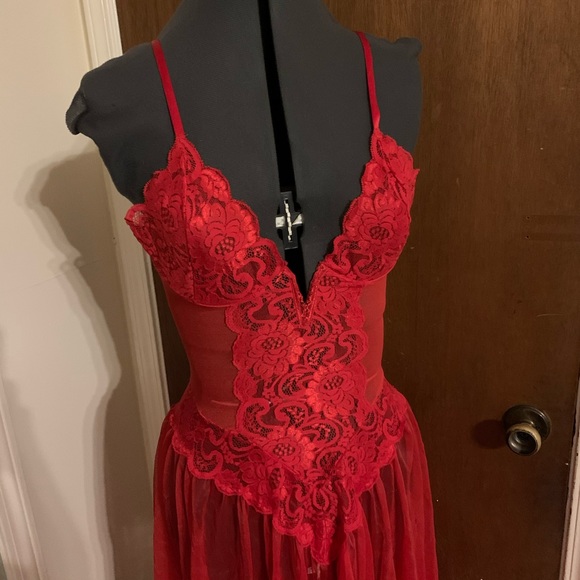 Cherry Red sheer lingerie dress - Picture 5 of 8